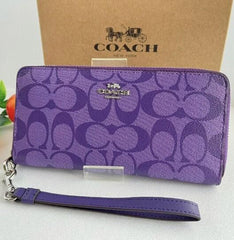 Coach C4452 Signature Zip Around Wallet Purple – Essence Enclave
