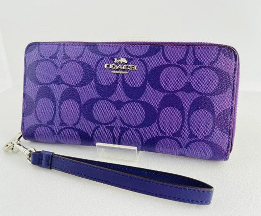 Coach C4452 Signature Zip Around Wallet Purple – Essence Enclave